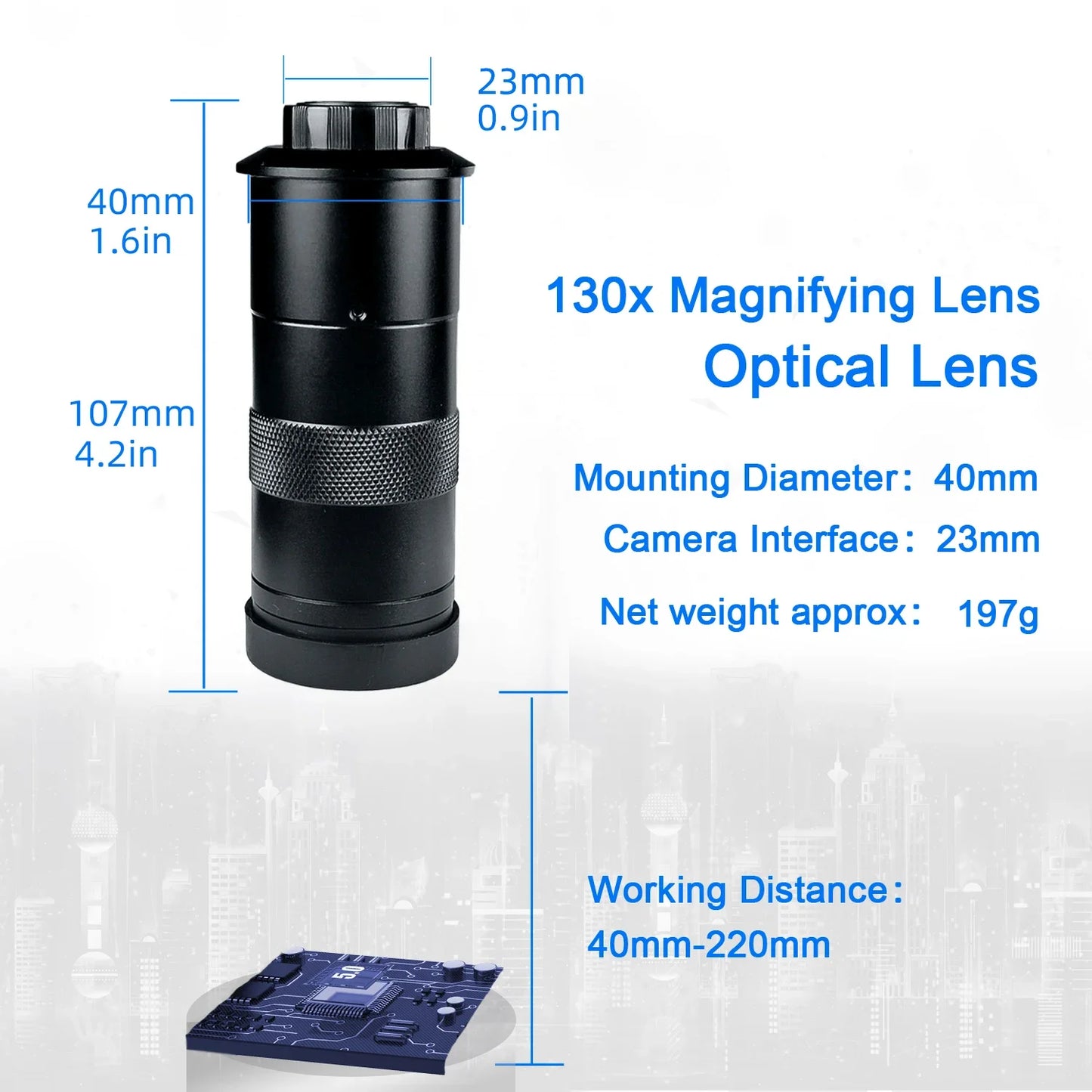 YIZHAN 48MP Digital Microscope 4K Video Recording USB HDMI Industrial Microscope Camera 130X C-mount Lens Soldering Repair