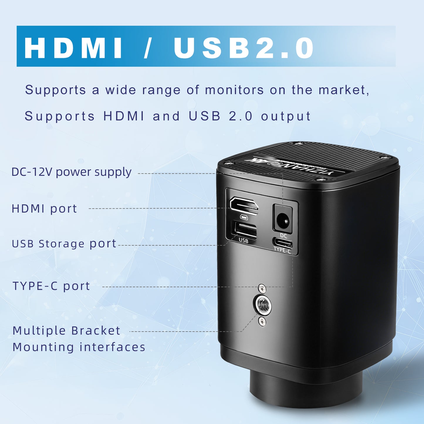 High definition HDMI industrial camera XHU6001, 4K camera, mobile phone maintenance, live streaming, magnifying glass all-in-one machine