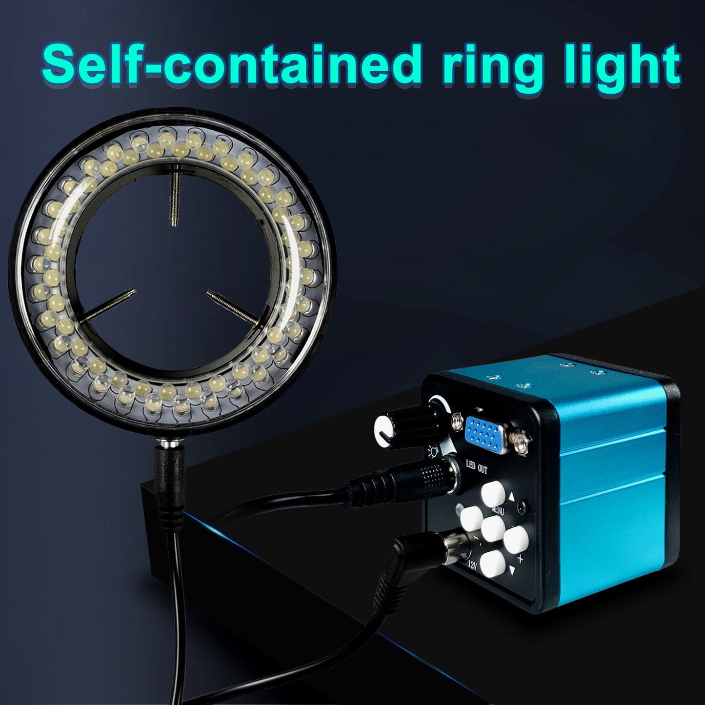 Industrial microscope camera head XV1001 High definition visual lens with VGA interface & Ring Light
