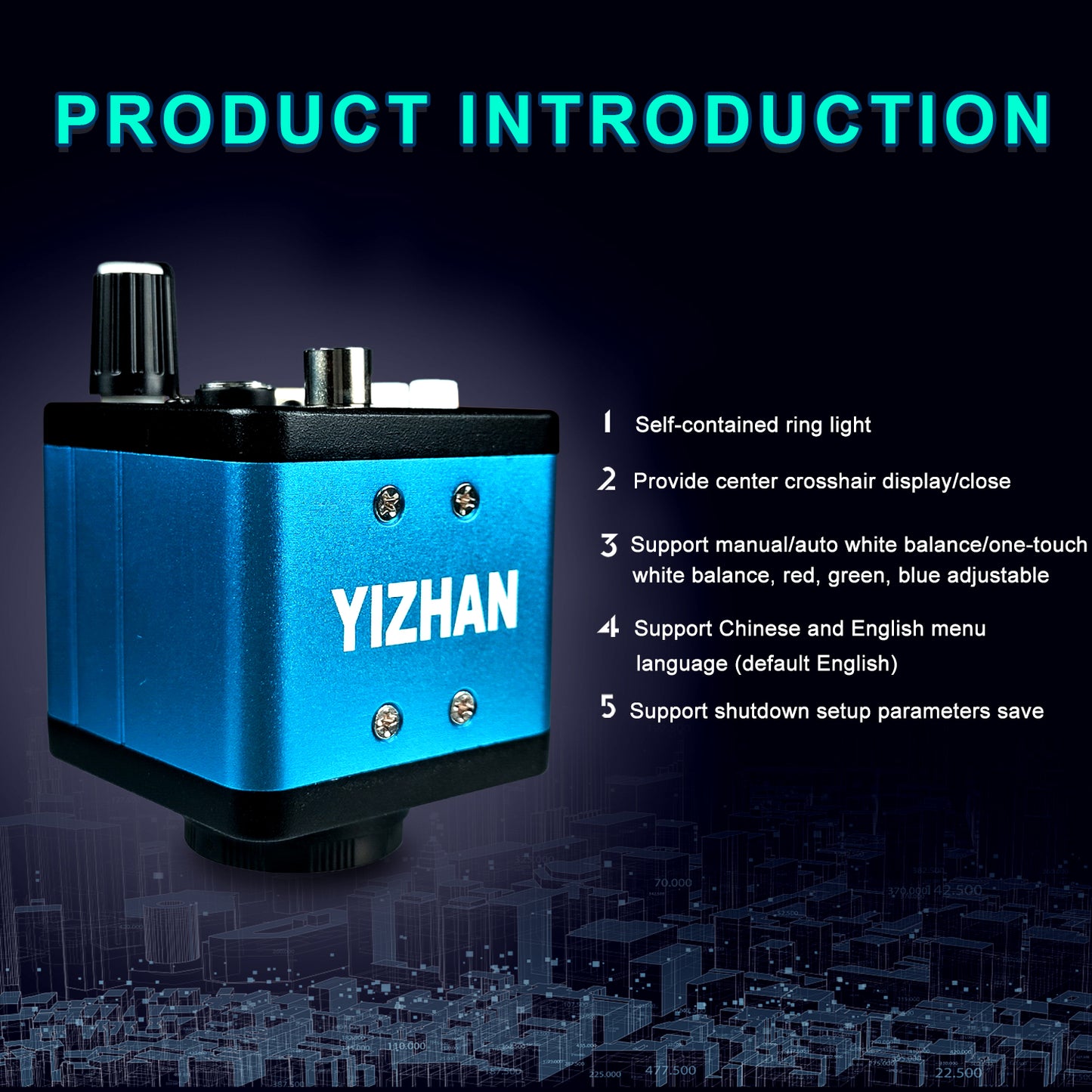 Industrial microscope camera head XV1001 High definition visual lens with VGA interface & Ring Light