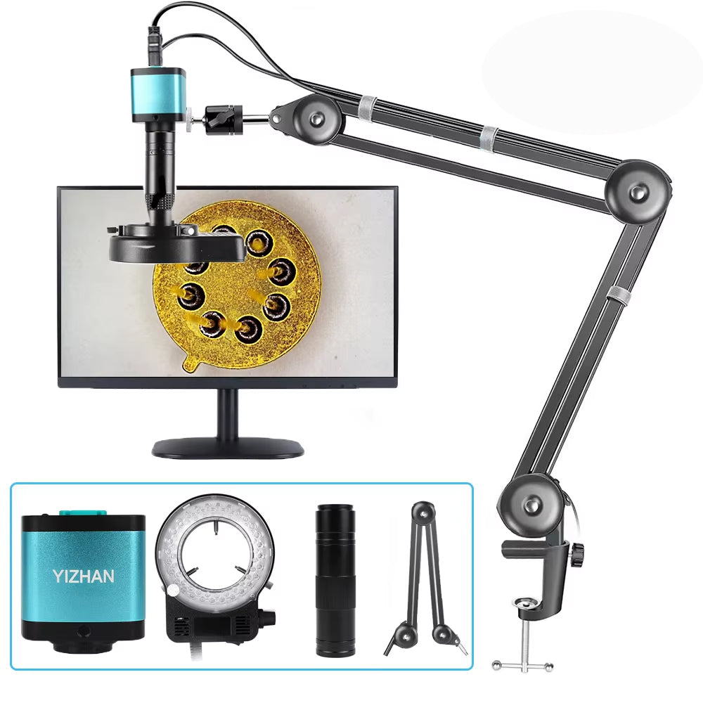 YIZHAN 48MP 4K Electronics Soldering Microscope 1080P HDMI Camera USB Software 1-150x Lens Foldable Stand