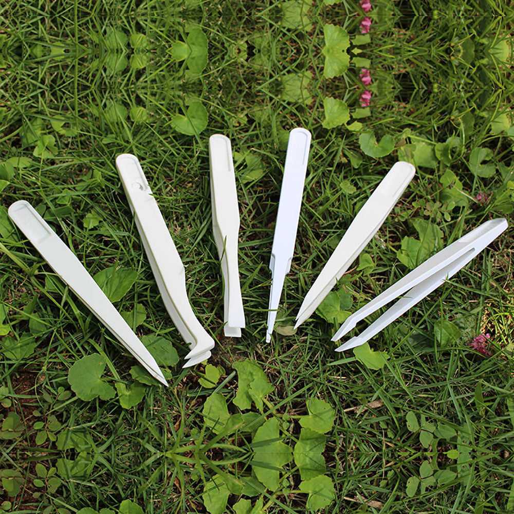 12-Piece Set Black&White Plastic Anti-Static Tweezers for Various fine operations