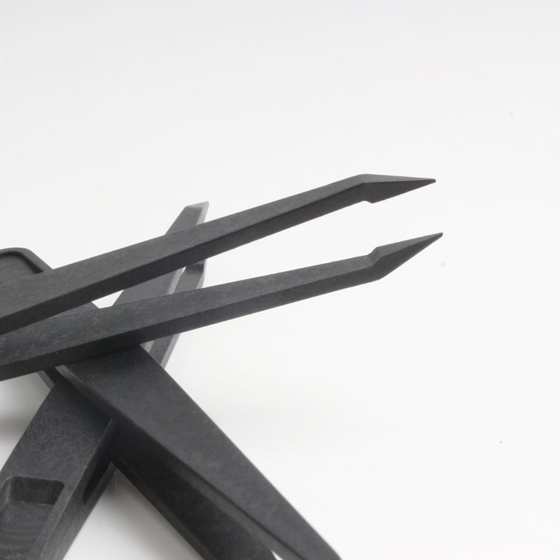 6-Piece Set Black Plastic Anti-Static Tweezers - Ideal for Electronics, Crafts & DIY Repair
