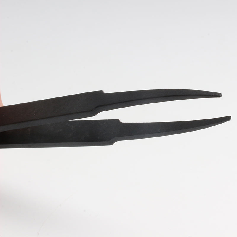 6-Piece Set Black Plastic Anti-Static Tweezers - Ideal for Electronics, Crafts & DIY Repair