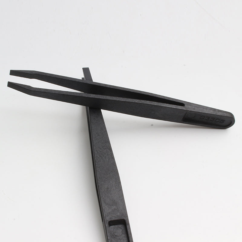 6-Piece Set Black Plastic Anti-Static Tweezers - Ideal for Electronics, Crafts & DIY Repair