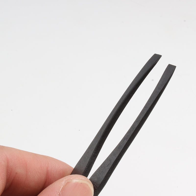 6-Piece Set Black Plastic Anti-Static Tweezers - Ideal for Electronics, Crafts & DIY Repair