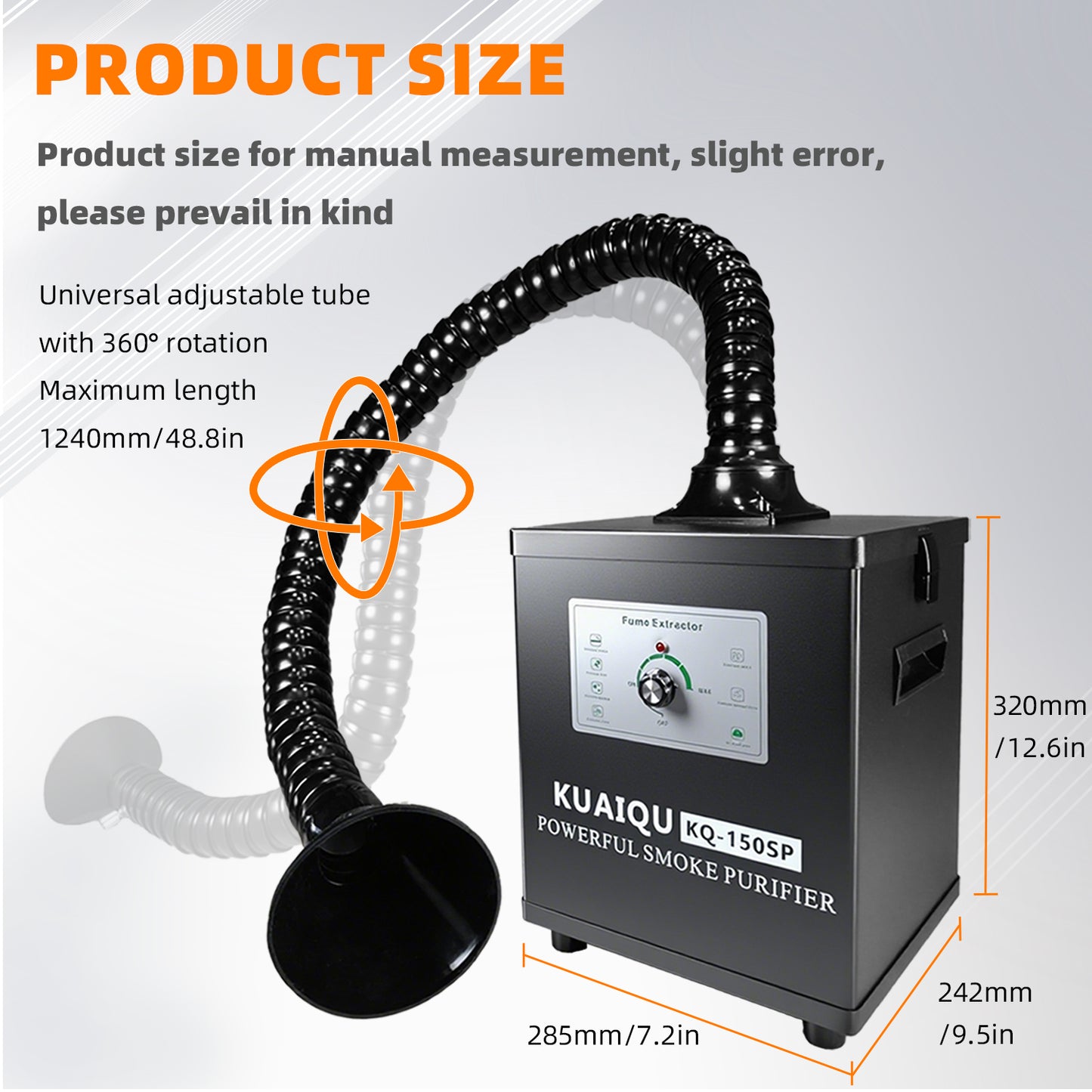 KUAIQU Filter Fumes Extractor KQ150SP 150W air cleaning for Polishing & chemical experiments