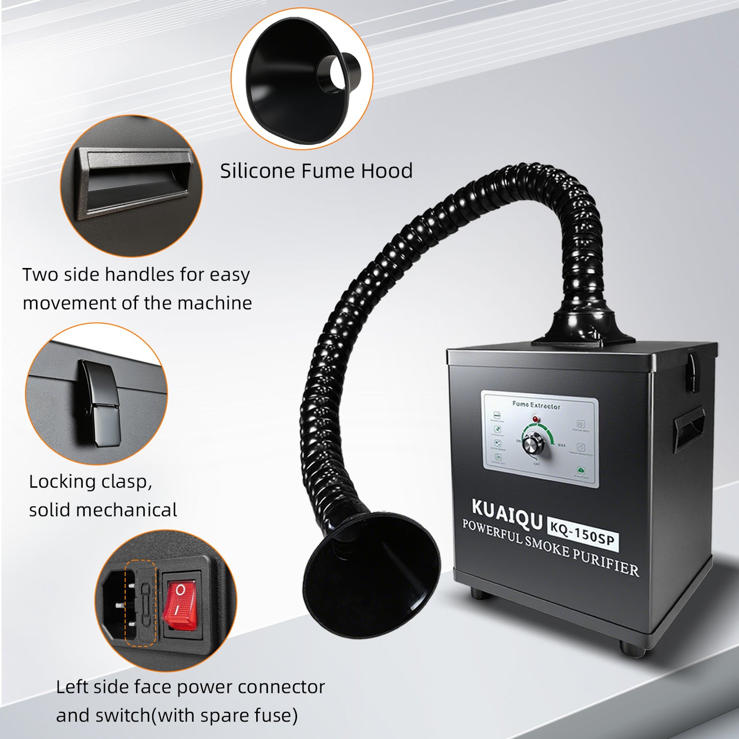 KUAIQU Filter Fumes Extractor KQ150SP 150W air cleaning for Polishing & chemical experiments
