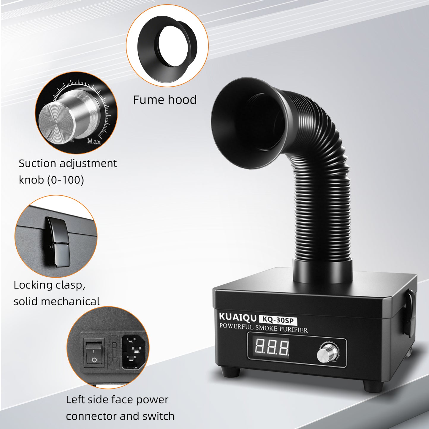 KUAIQU Fumes Extractor KQ30SP 30W-Filter type-powerful air cleaning for Light Welding & Soldering