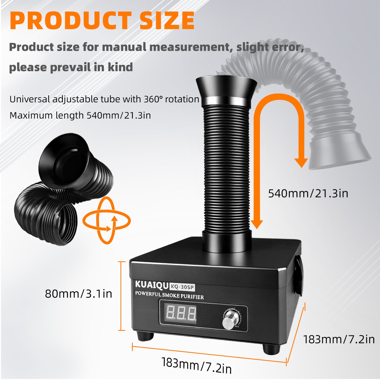 KUAIQU Fumes Extractor KQ30SP 30W-Filter type-powerful air cleaning for Light Welding & Soldering