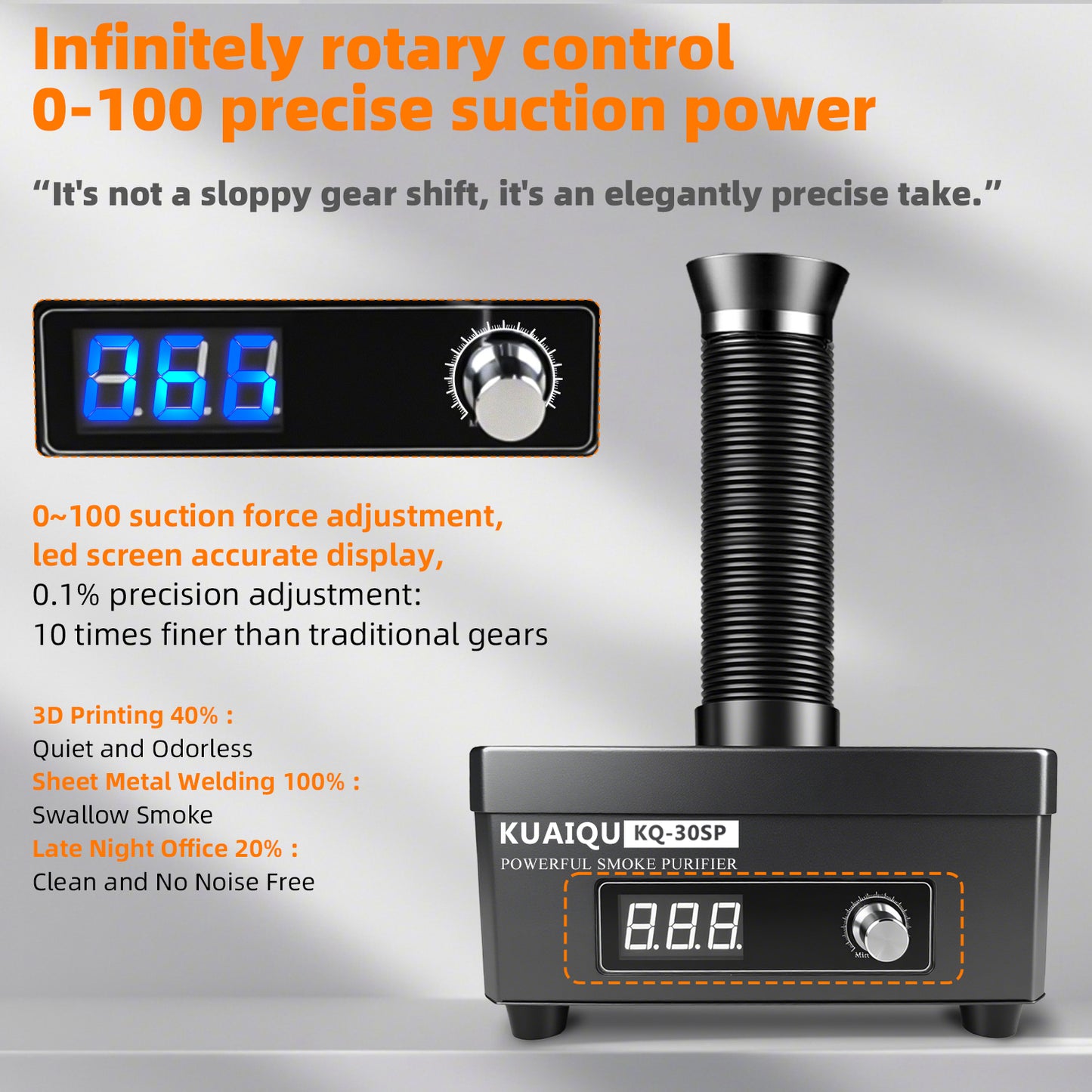 KUAIQU Fumes Extractor KQ30SP 30W-Filter type-powerful air cleaning for Light Welding & Soldering