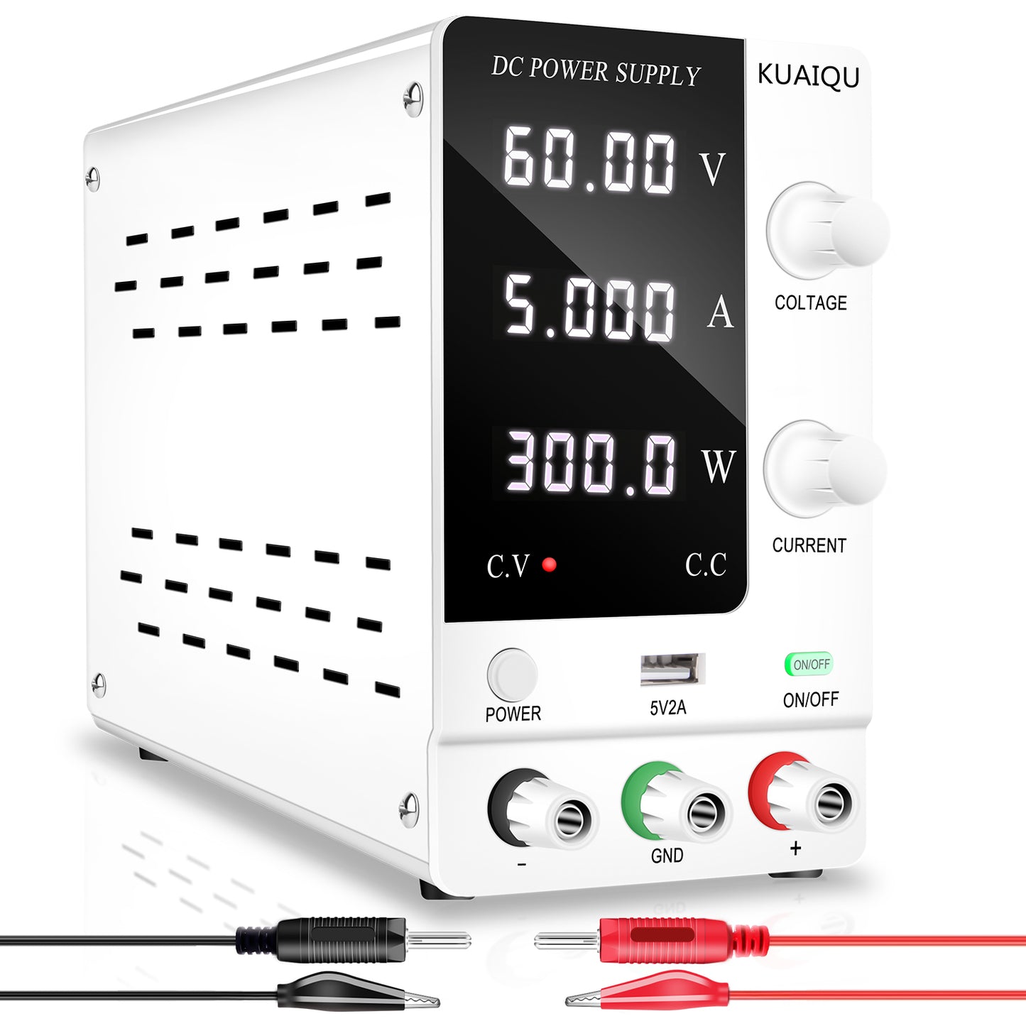 KUAIQU SPSS-C605 efficiency display 60V 5A DC Power Supply light & high-grade White multiple protection