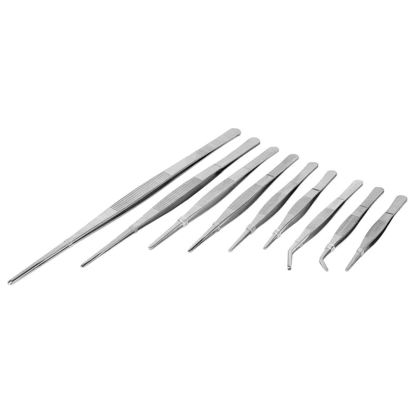 9-piece stainless steel tweezers set Non-slip Jewelry Clamp Medical Ear Wax Removal Forceps