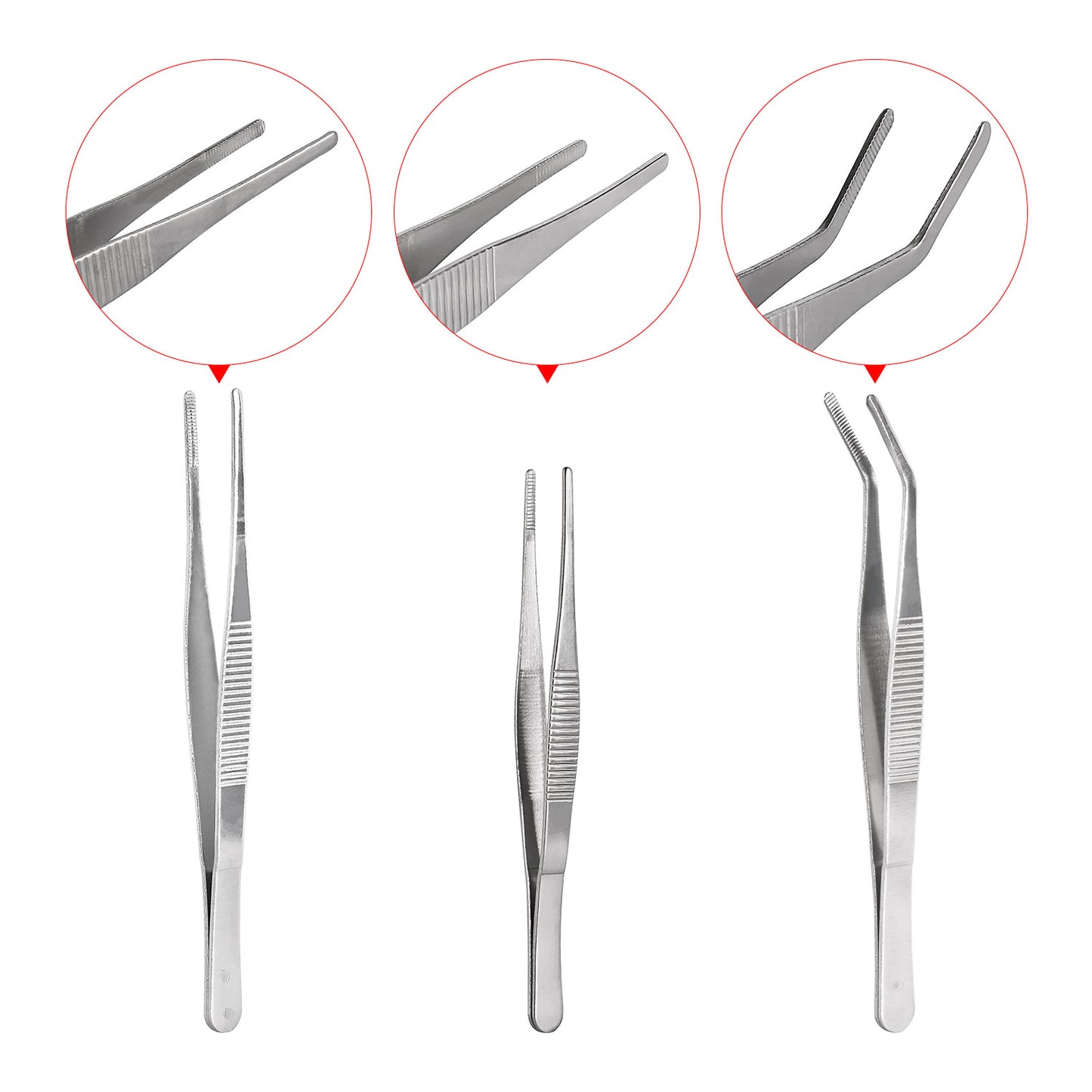 7-piece stainless steel tweezers set Non-slip Jewelry Clamp Medical Ear Wax Removal Forceps