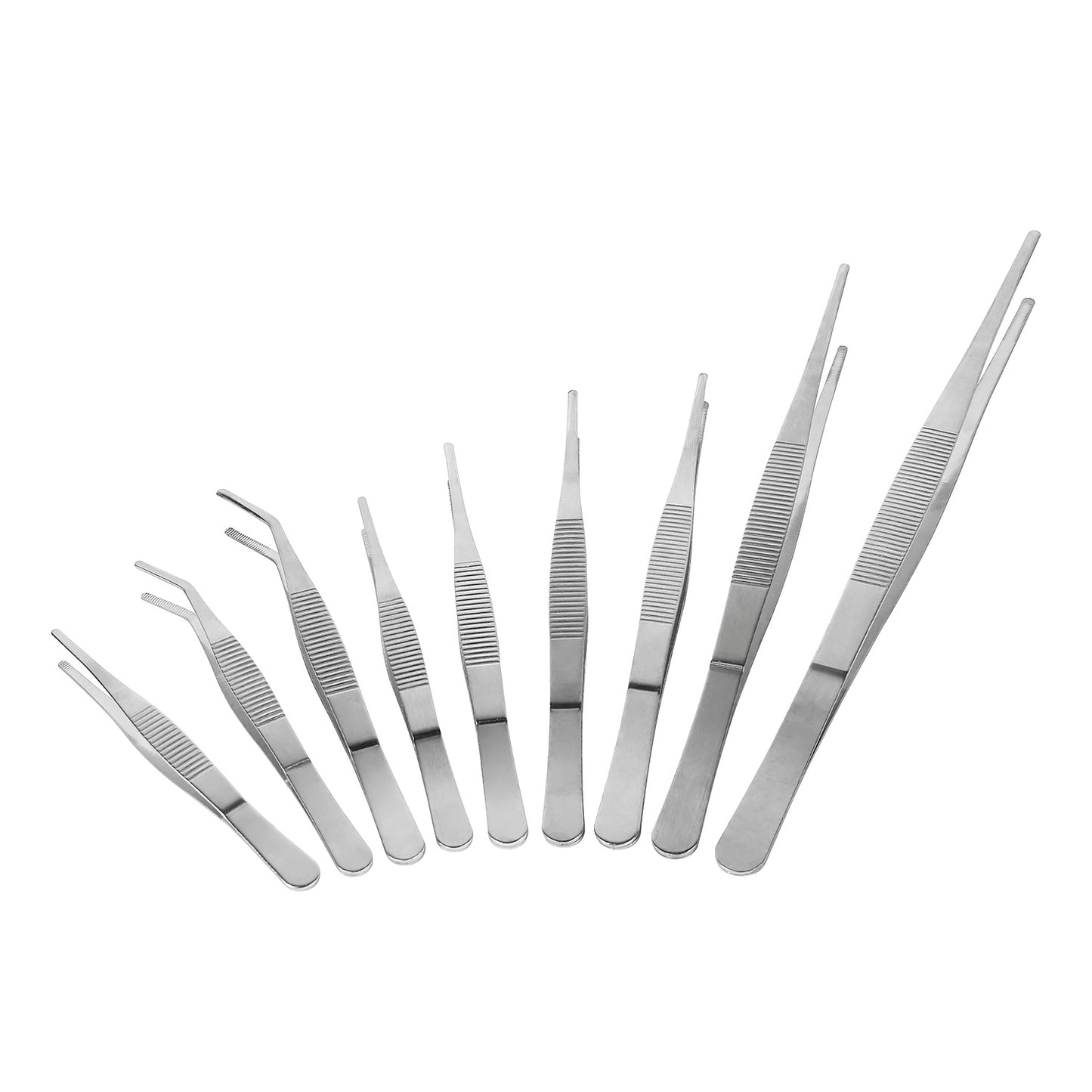 9-piece stainless steel tweezers set Non-slip Jewelry Clamp Medical Ear Wax Removal Forceps