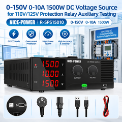 0-150V 0-10A 1500W DC Voltage Source for 110V/125V Protection Relay Auxiliary Testing NICE-POWER R-SPS15010