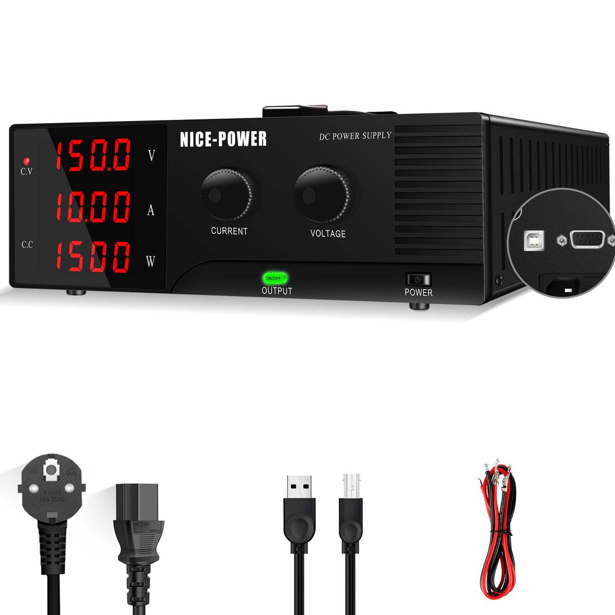 NICE-POWER Renewable Energy Module Validation DC Source R-SPS15010 150V 10A 1500W with CV/CC Indicators