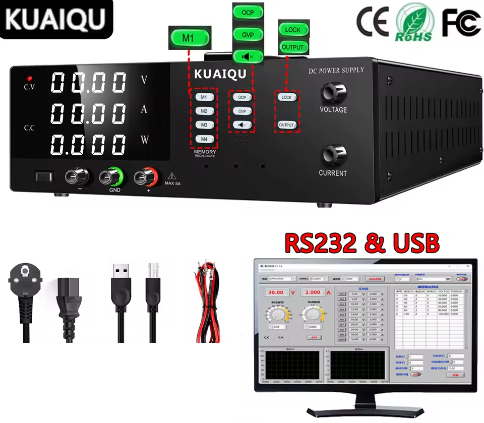 KUAIQU 1500W-3000W High Power Adjustable DC Power Supply