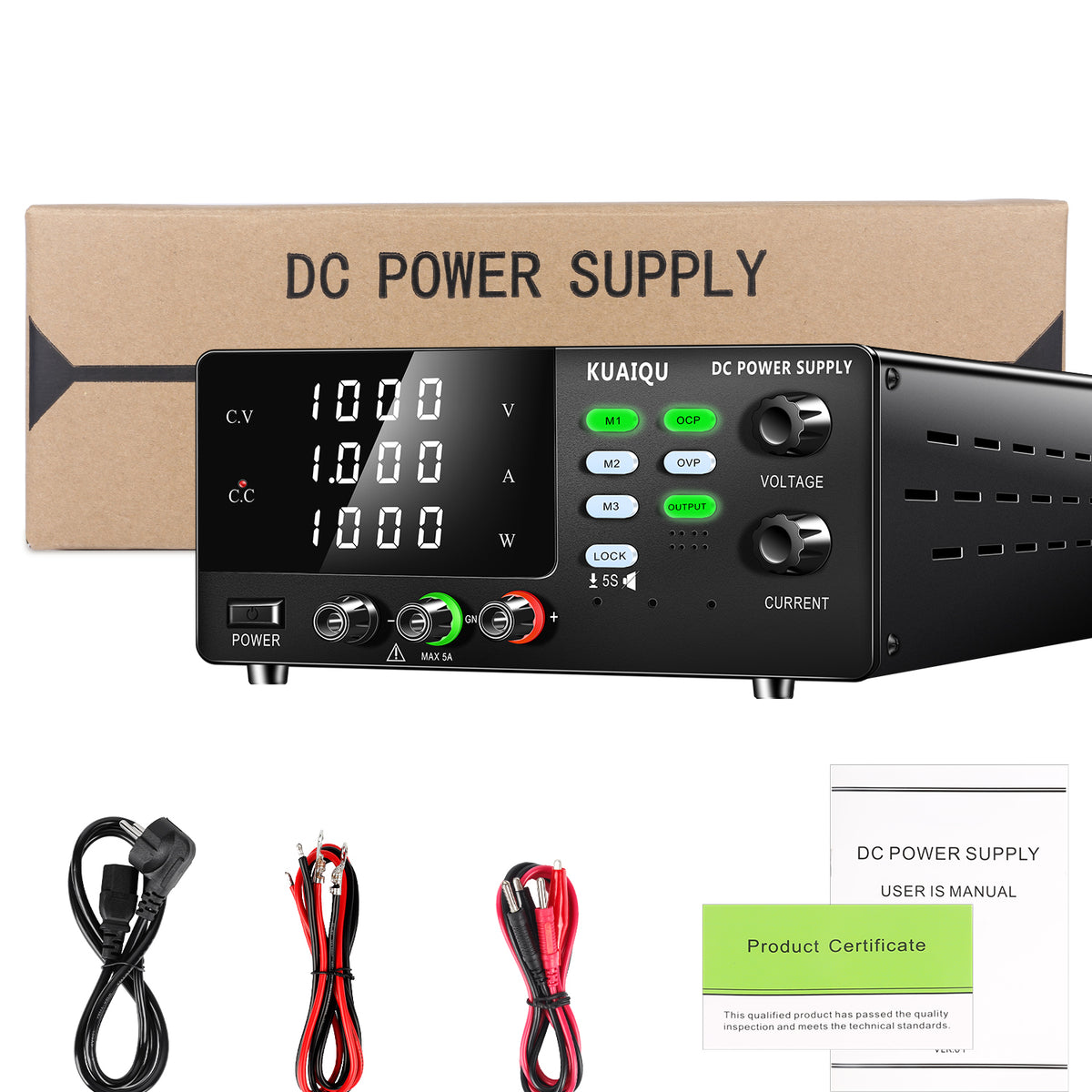 1000V High Voltage Programmable DC Power Supply for Solar PV Systems, Photovoltaic Power Supply with 4-Digit Display, Output Switch &OCP/OVP