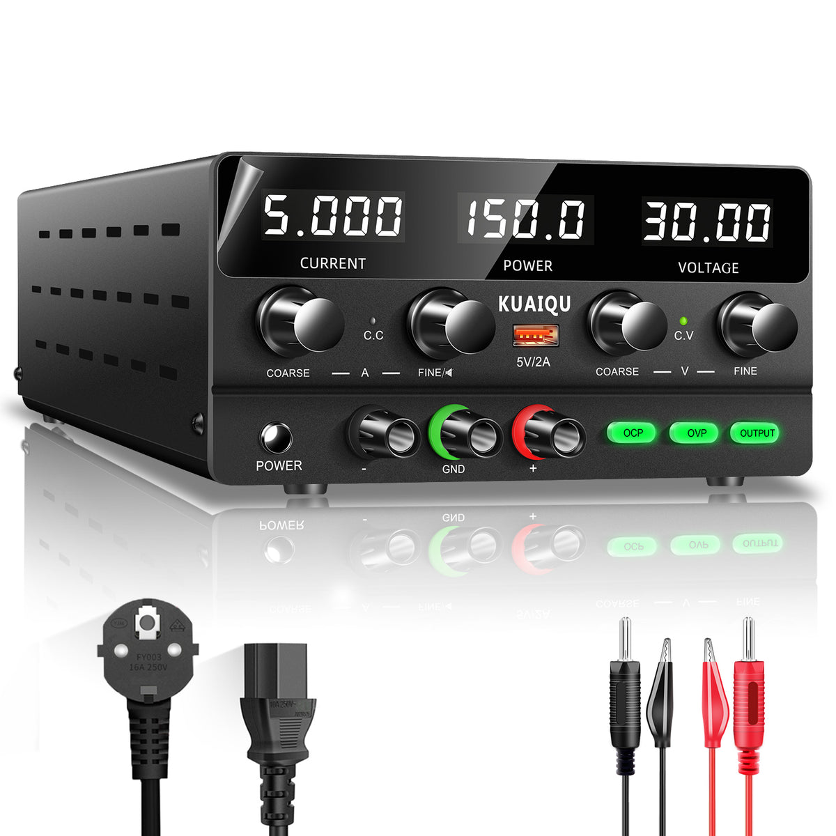 Fuente de alimentación de laboratorio de 30 V y 5 A NICE-POWER SPS-H305, tamaño pequeño, alta precisión, estable, fuente de alimentación de CC, color negro