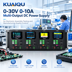 KUAIQU 0-30V 0-10A Multi-Output DC Power Supply for Electronic Assembly Testing and Manufacturing Quality Control