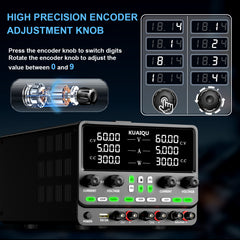 KUAIQU SPPS605-2KD 0–60V 5A Dual-Channel Laboratory DC Power Supply for 5V, 12V & 24V Experiments