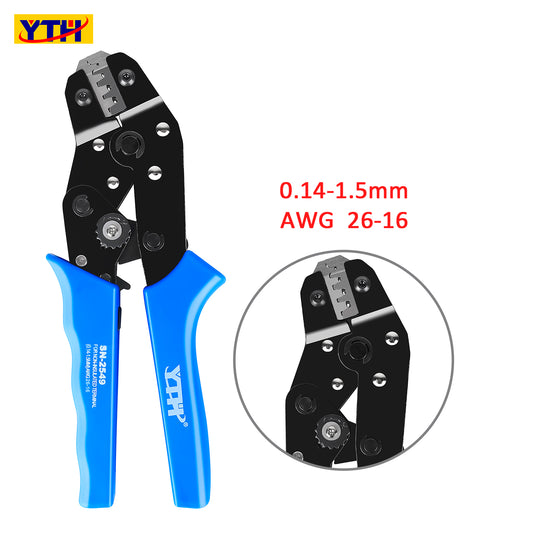 YTH-SN-2549 Mini Terminal Crimping Pliers, AWG 26-16 (0.14-1.5mm²), Ratchet Insulated Terminal Clamp for Precision Electrical Work