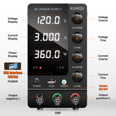 KUAIQU SPS-C1203 120V 3A Adjustable DC Power Supply for Power Electronics &Component Testing