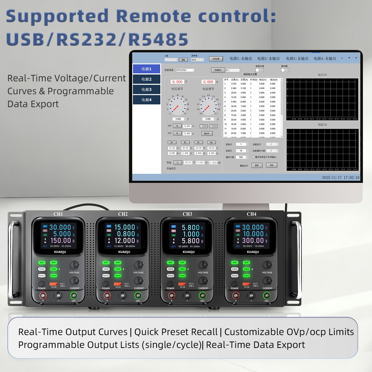 KUAIQU SPPS-K305R-4KD 30V 5A 4-Channel DC Power Supply for PCB Testing