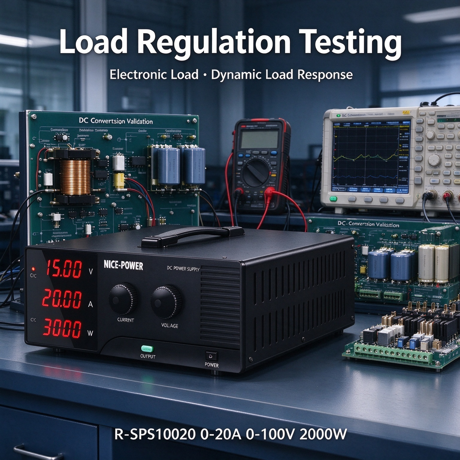 20A 100V 2000W Variable DC Power Source R-SPS10020 for DC Converter Design Validation