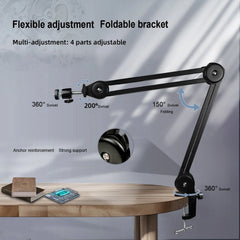 YIZHAN Foldable Industrial Microscope Stand, Heavy Duty Metal Suspension Boom Arm with C-Clamp Mount for PCB Inspection, Soldering and Electronics Repair
