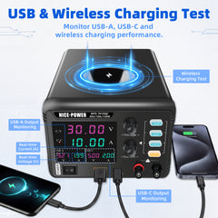 MPS-3010QC 5V 15V 30V Smartphone Repair Power Supply, 10A 150W Adjustable Switching DC Bench Supply for Mobile Phone Charging & Wireless Charging Testing