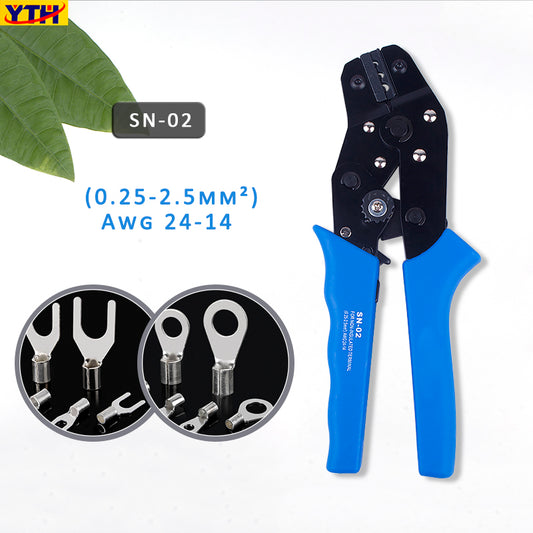 YTH-SN-02 Mini Crimping Pliers - 0.25-2.5mm² / 24-14AWG Non-Insulated Terminal Crimping Tool, European Style
