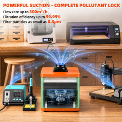 KQ-180SP 180W Laser Fume Extractor with HEPA &Activated Carbon Filter, Adjustable Airflow Smoke &amp; Fume Extraction System