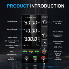 KUAIQU SPPS-C3010C 30V 10A Adjustable DC Power Supply for Emergency Lighting Battery Charging