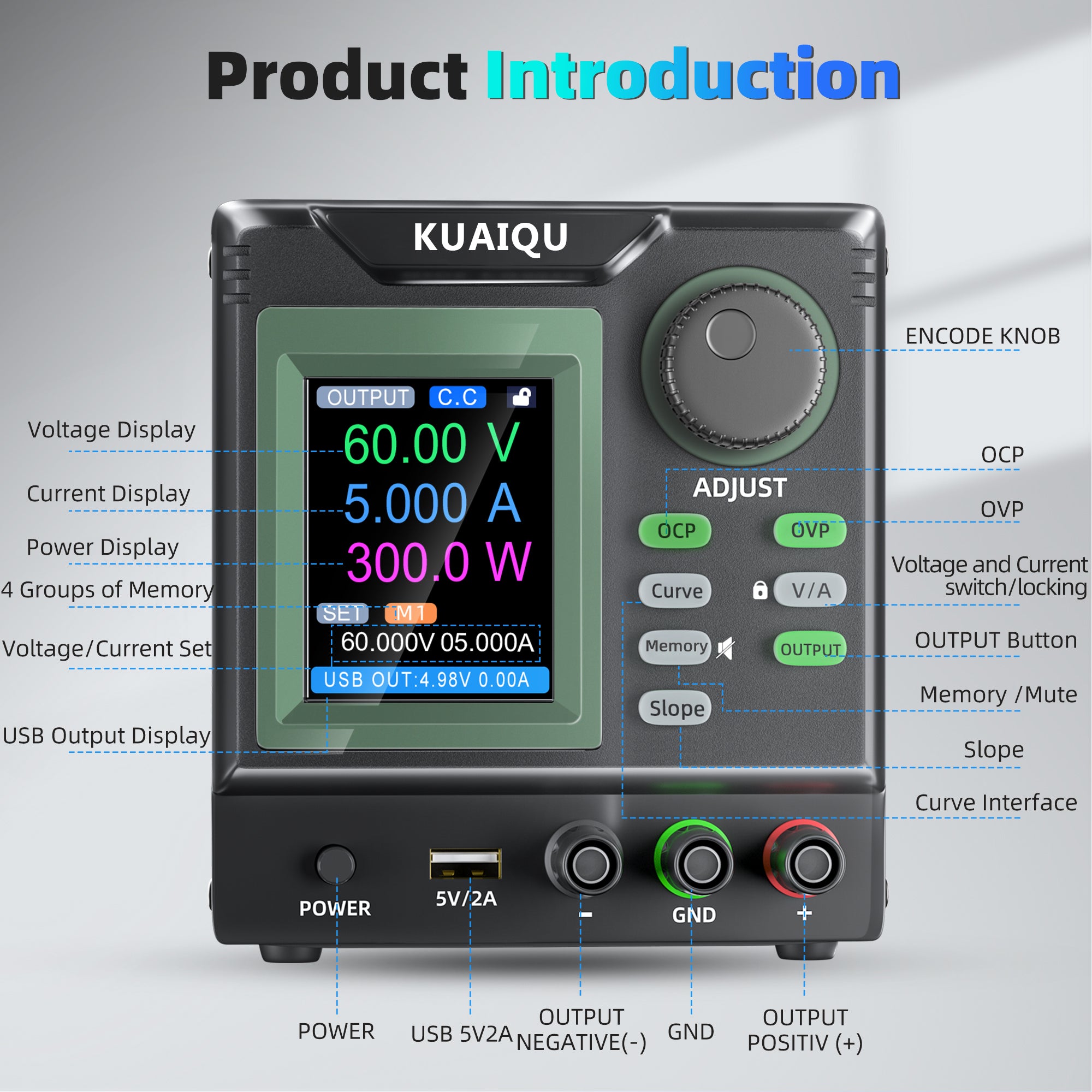 KUAIQU SPPS-D605XR 60V 5A 300W Low-Ripple Linear DC Power Supply for 48V & Industrial Electronics