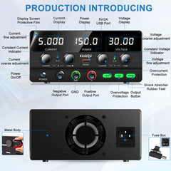 Fuente de alimentación de laboratorio de 30 V y 5 A NICE-POWER SPS-H305, tamaño pequeño, alta precisión, estable, fuente de alimentación de CC, color negro