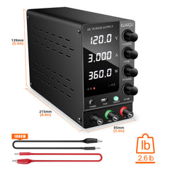 KUAIQU SPS-C1203 120V 3A Adjustable DC Power Supply for Power Electronics &Component Testing