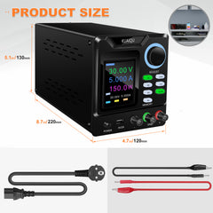 Robotics Power Supply,0-30V 5A Adjustable DC Bench Power Supply with Color LCD Digital Display