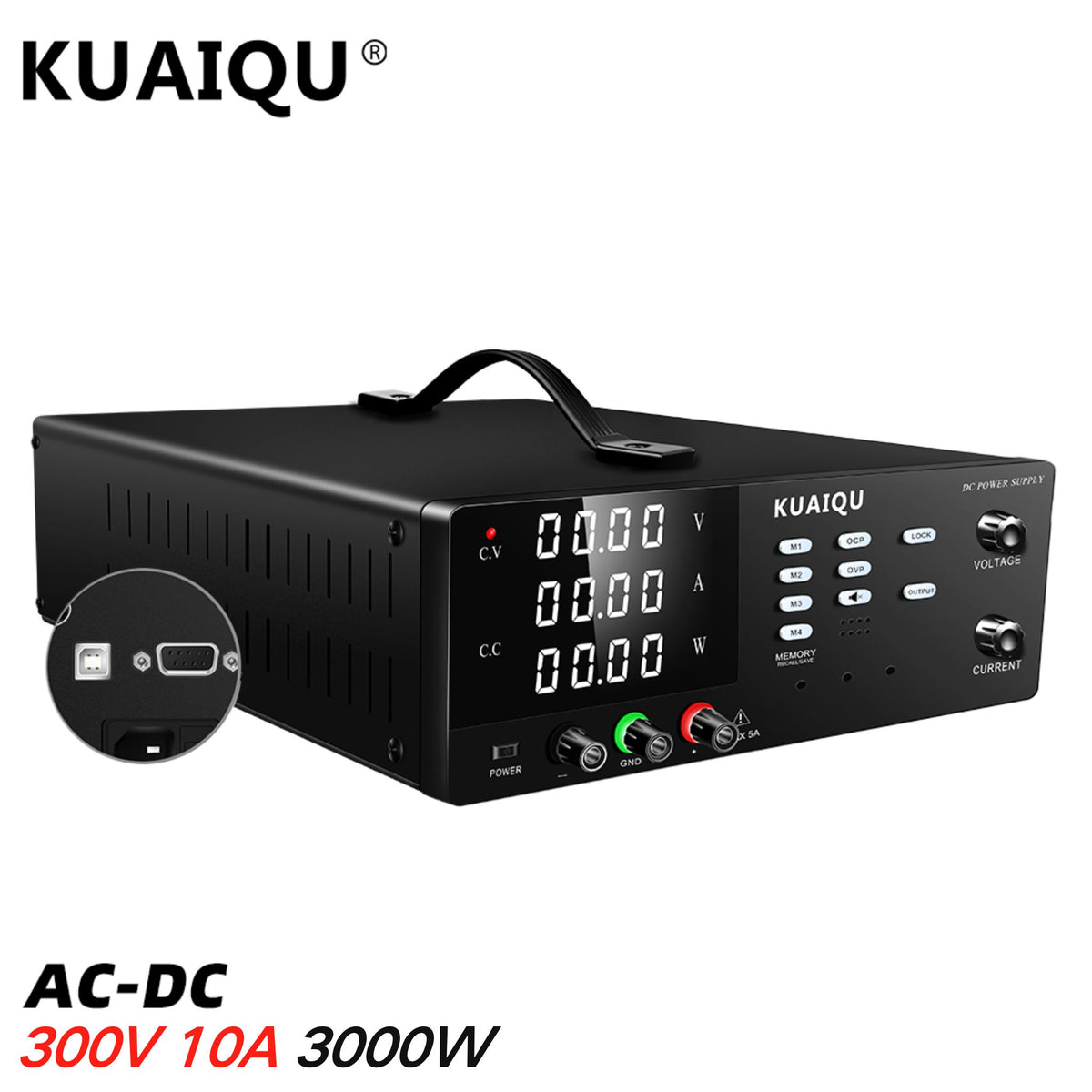 KUAIQU R-SPS30010S 300V 10A 3000W High Power Lab Power Supply, Industrial Standard, RS232 for Industrial R&D Lab