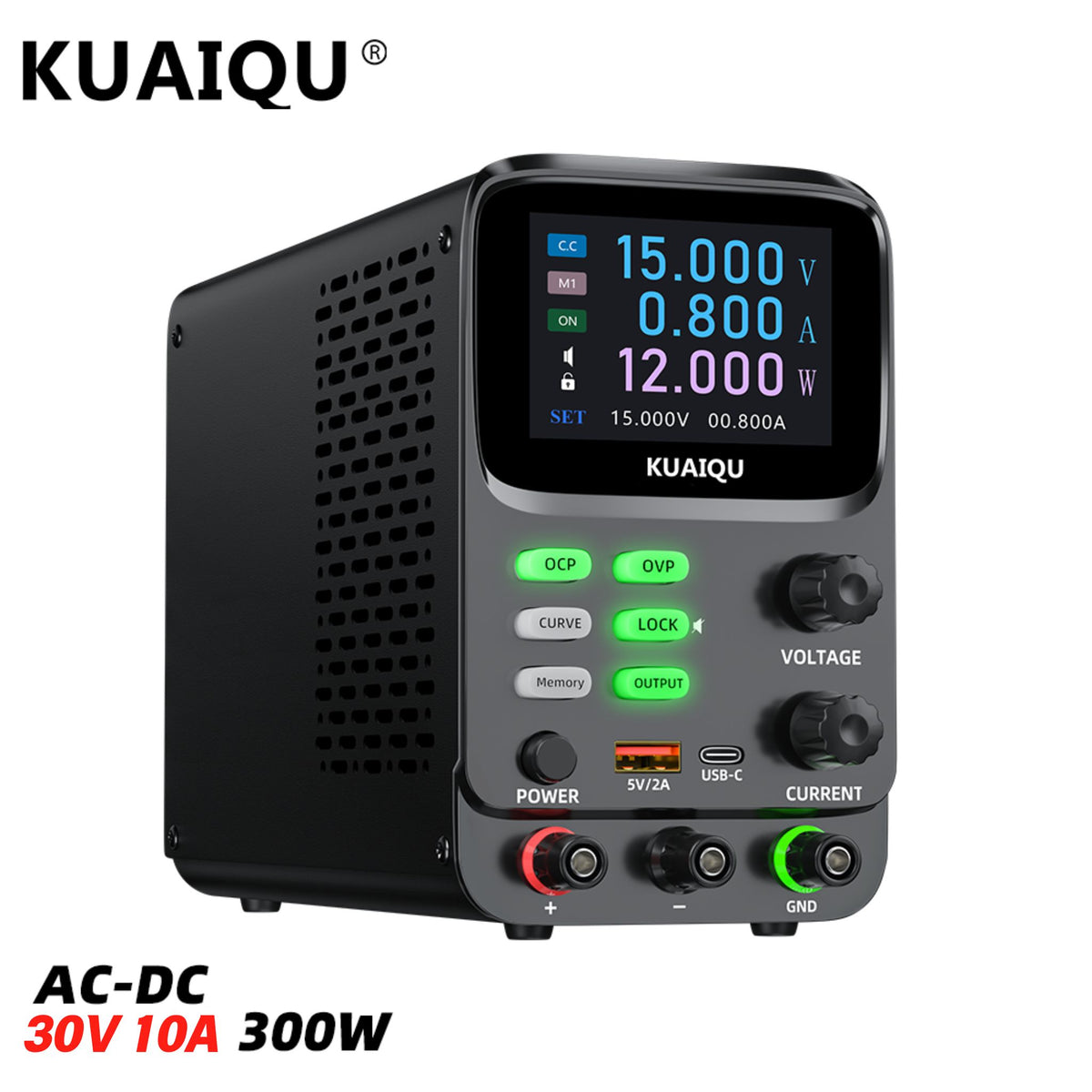 KUAIQU SPPS-K3010 30V 10A Variable DC Power Source, Hyperbolic Waveforms, Short Circuit Protection, for R&D Laboratory & Circuit Debugging