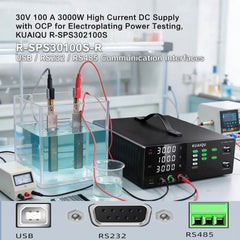 30V 100A 3000W High Current DC Supply with OCP for Electroplating Power Testing, KUAIQU R-SPS30100S