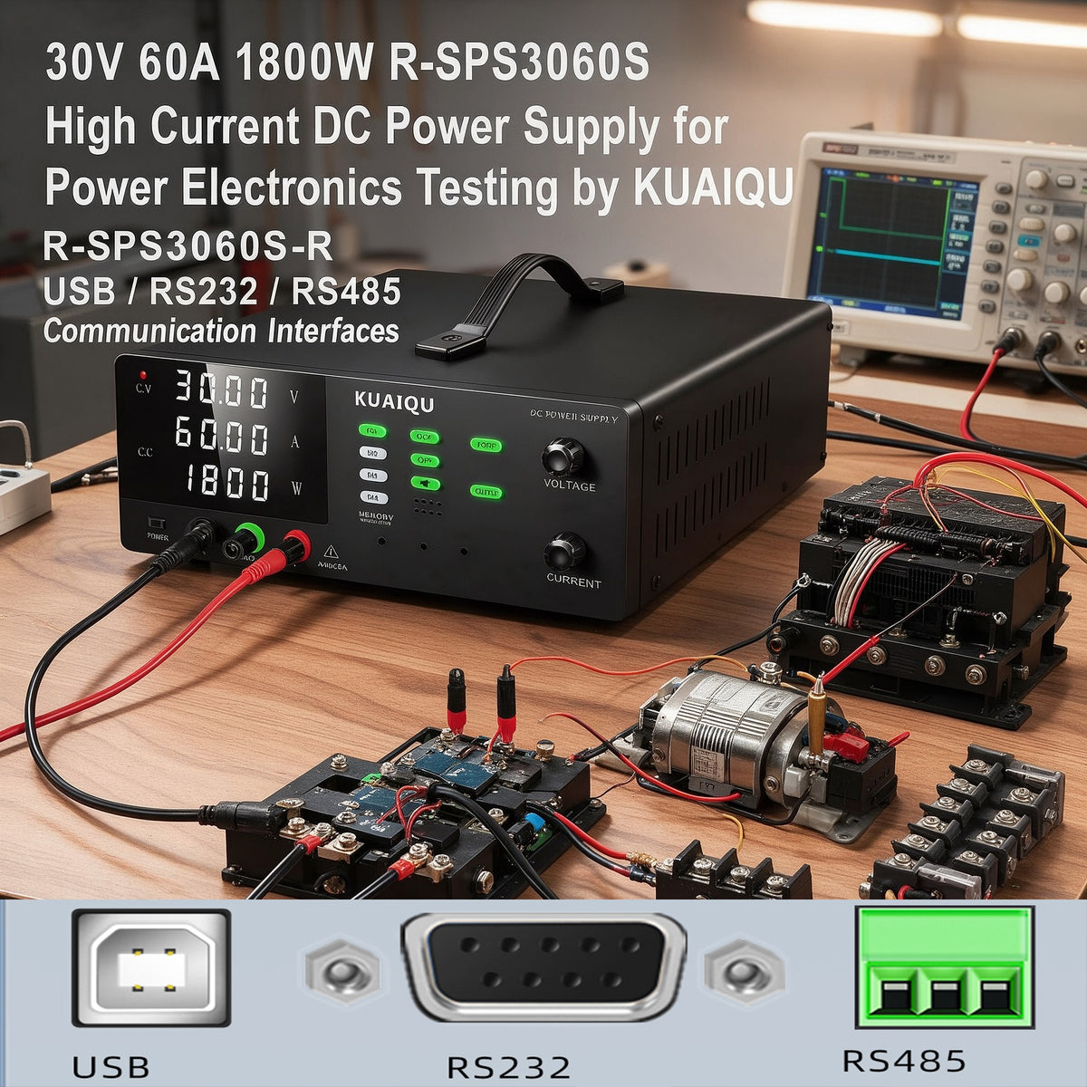 30V 60A 1800W R-SPS3060S High Current DC Power Supply for Power Electronics Testing by KUAIQU