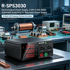 Electromagnet Power Supply, 0-30V 0-30A 900W Adjustable Switching DC Regulated Power Supply, 4-Digit LED Display, Rotary Encoder, R-SPS3030