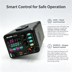 MPS-305QC Adjustable Bench DC Power Supply 0-30V 5A, High Precision Micro Current Readout for IoT Wireless Sensor Node Low Power & Sleep Current Testing
