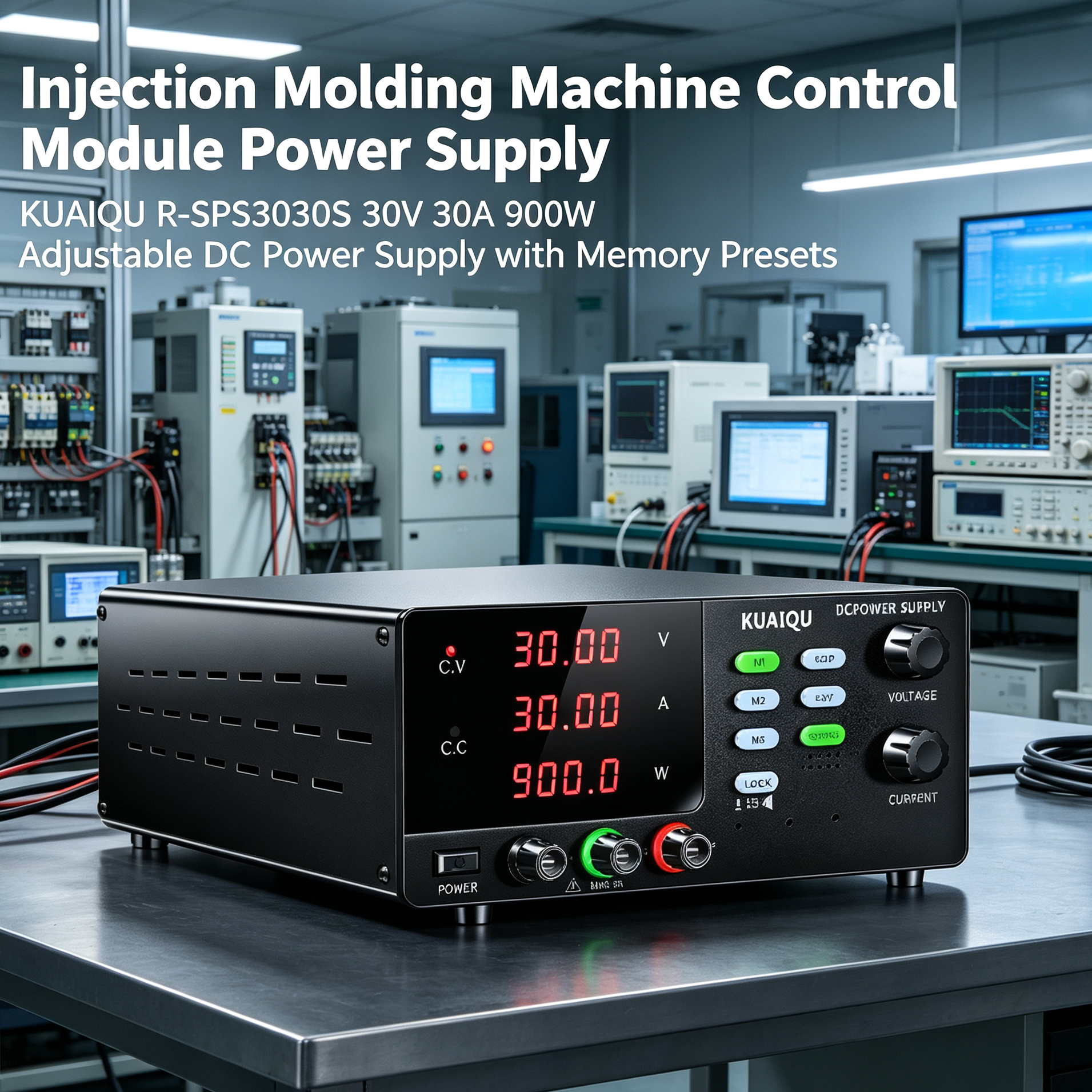 KUAIQU R-SPS3030S 30V 30A 900W Adjustable DC Power Supply with Memory Presets