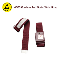 4 muñequeras antiestáticas inalámbricas, rojas, 150-200 ohmios, ESD para salas blancas