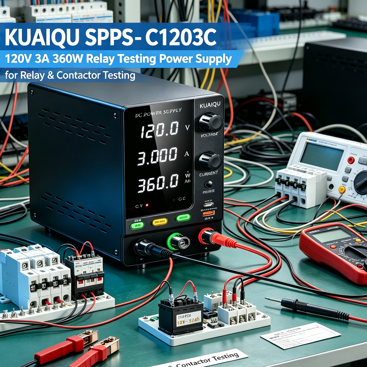 KUAIQU SPPS-C1203C 120V 3A 360W Relay Testing DC Power Supply for Relay &Contactor Testing