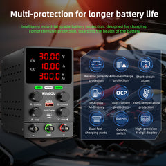KUAIQU SPS605C 60V 5A Battery Operated DC Power Supply, Error Connection Detection, OCP Protection for Portable Power Source