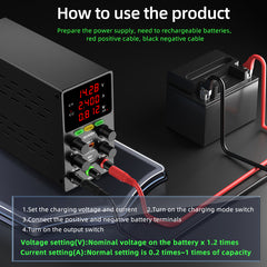 KUAIQU 0-120V 150W–360W Adjustable DC Power Supply with Battery Charging